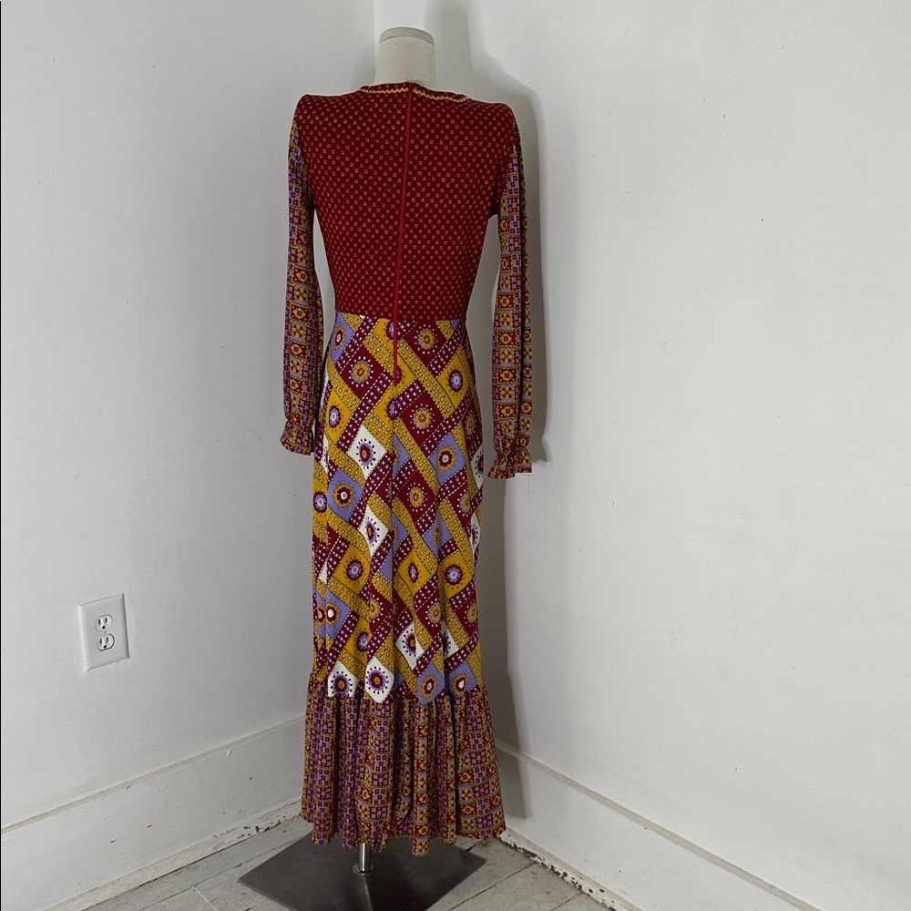 Vintage Boho 70s Floral Mix Print Maxi Dress - Picture 4 of 5